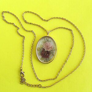 Vintage Rose Pendant Necklace